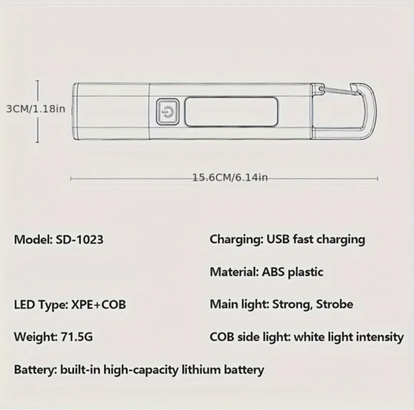 Smiling Shark Rechargeable LED Flashlight